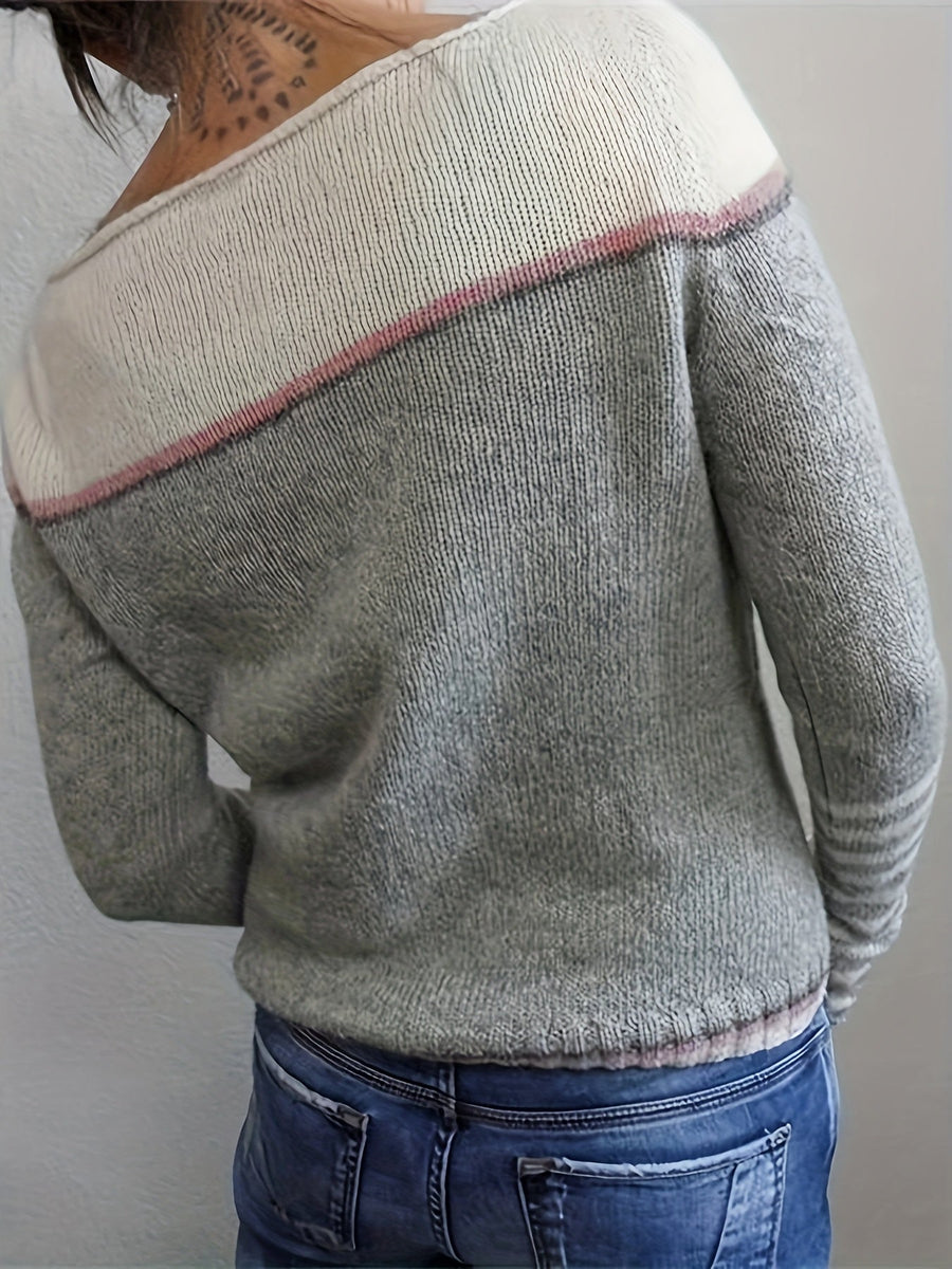 Maeve | Women's Winter Sweater – Striped Boat Neck view 4