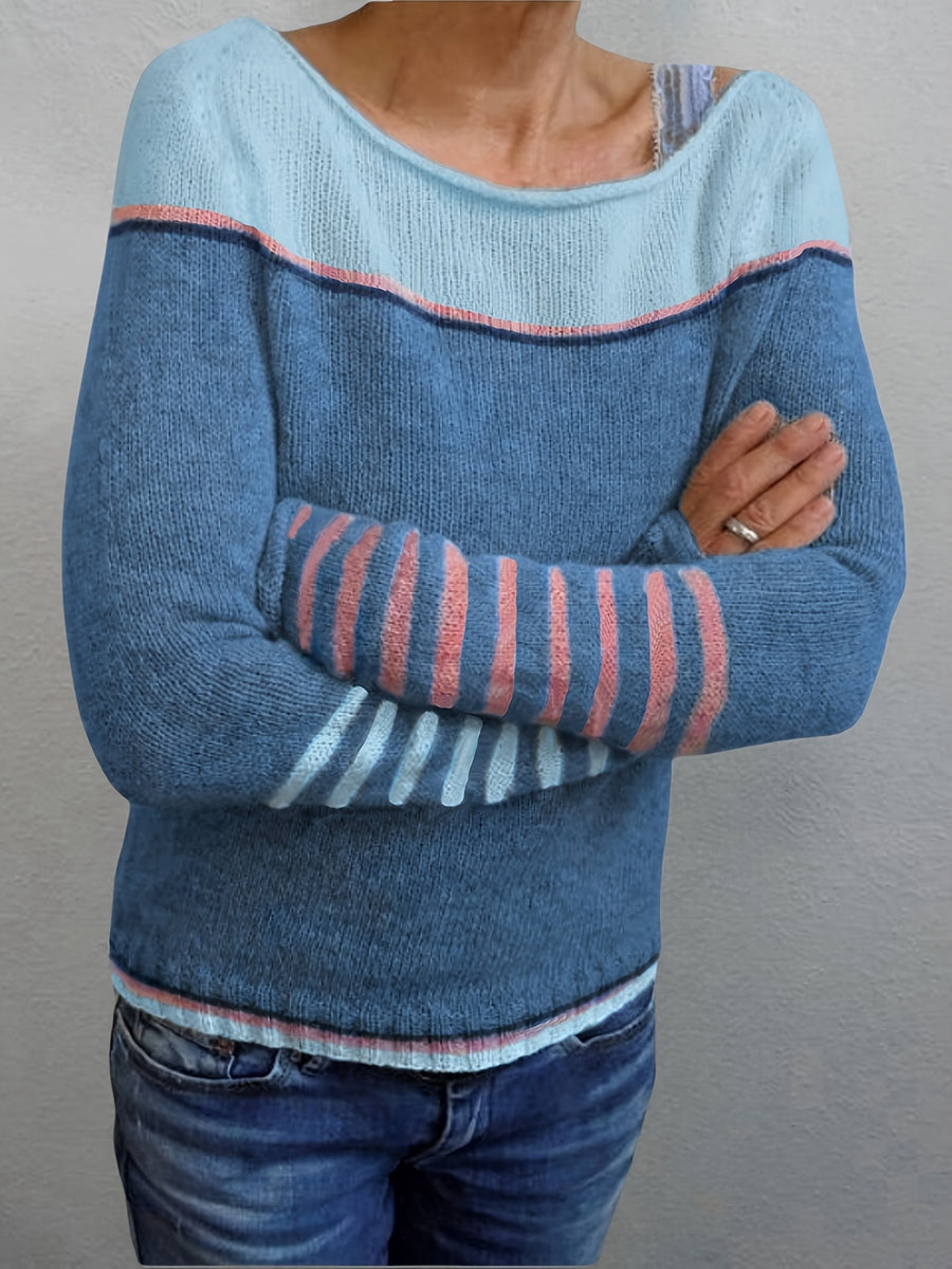 Maeve | Women's Winter Sweater – Striped Boat Neck view 5