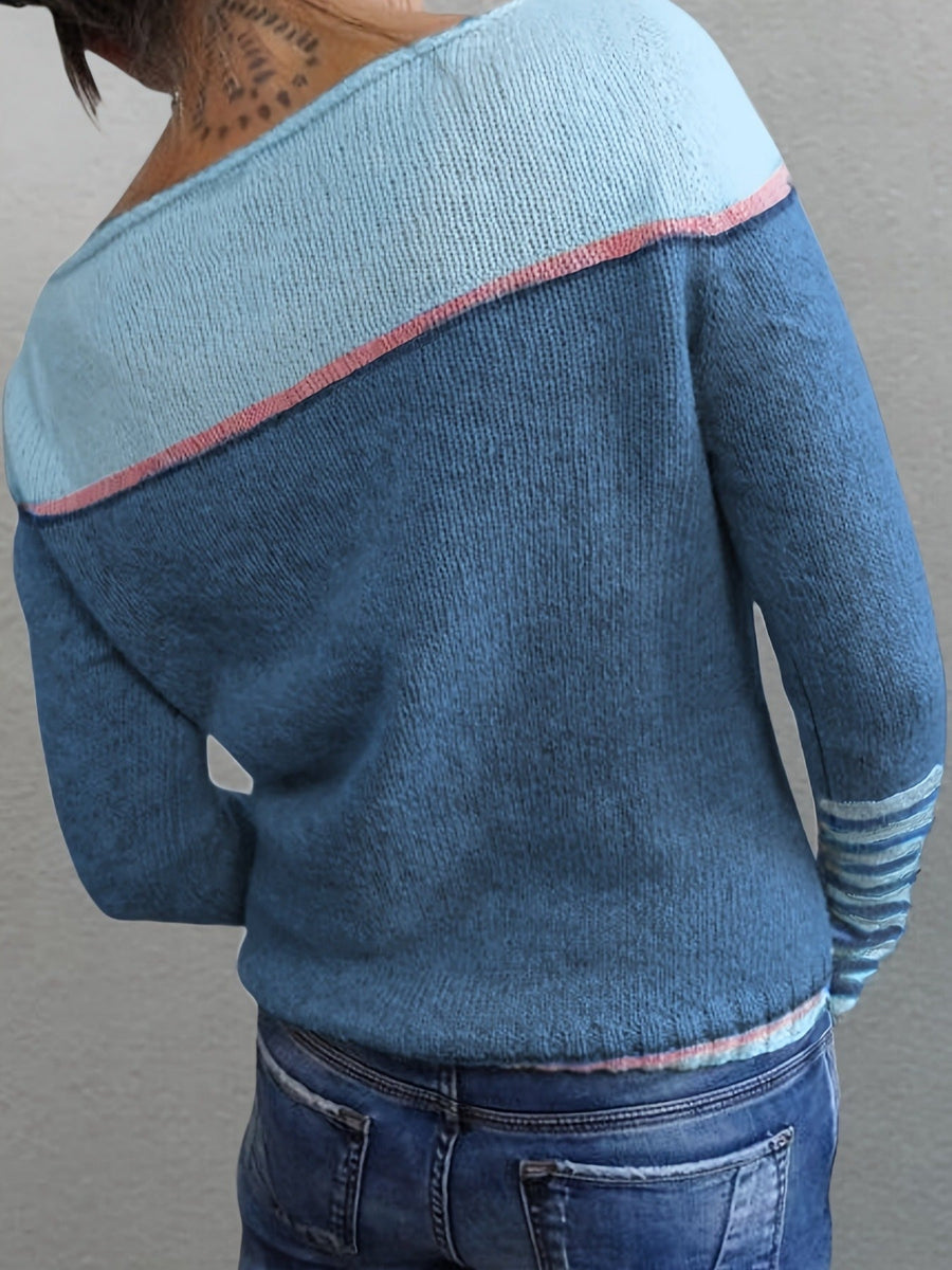 Maeve | Women's Winter Sweater – Striped Boat Neck view 6