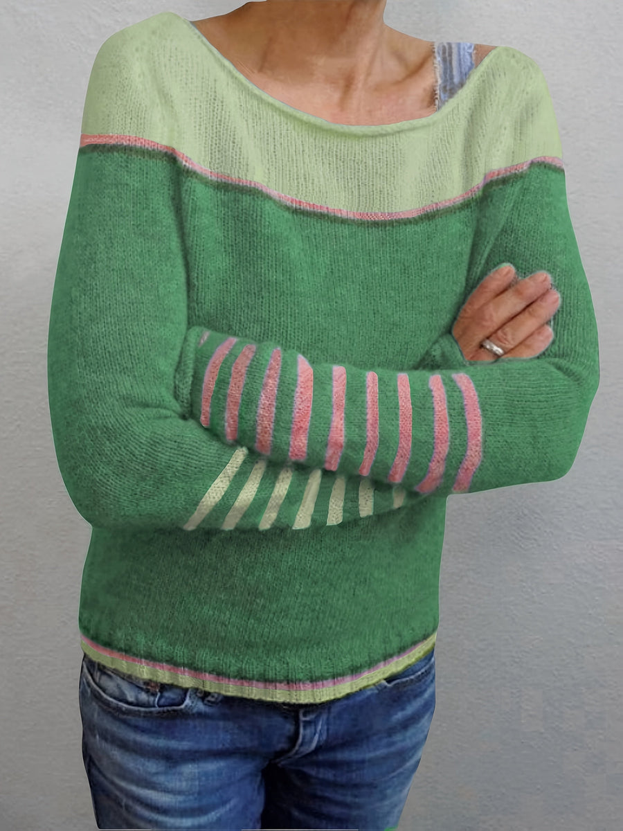 Maeve | Women's Winter Sweater – Striped Boat Neck view 7