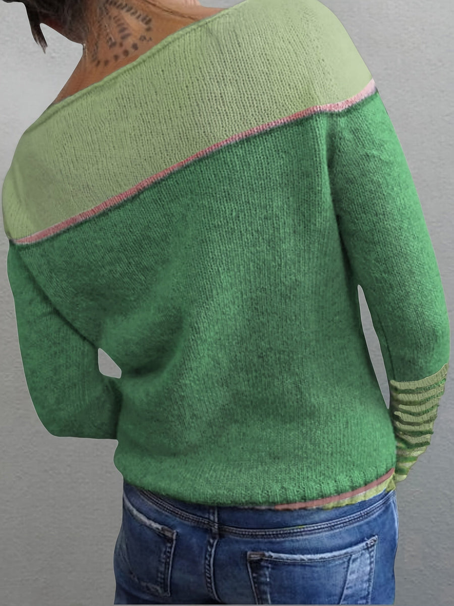 Maeve | Women's Winter Sweater – Striped Boat Neck view 8