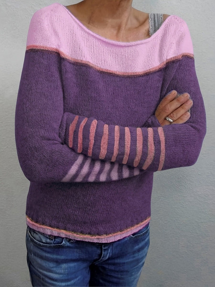 Maeve | Women's Winter Sweater – Striped Boat Neck view 9