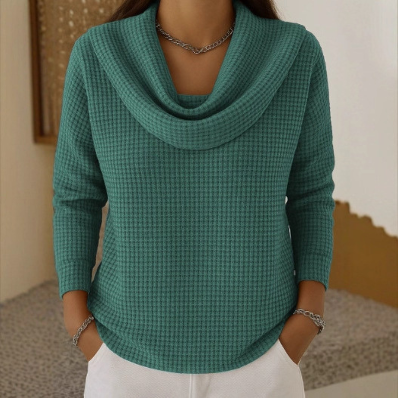 Lucia | Women's Winter Sweater – Cowl Neck Waffle