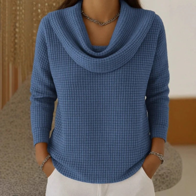Lucia | Women's Winter Sweater – Cowl Neck Waffle