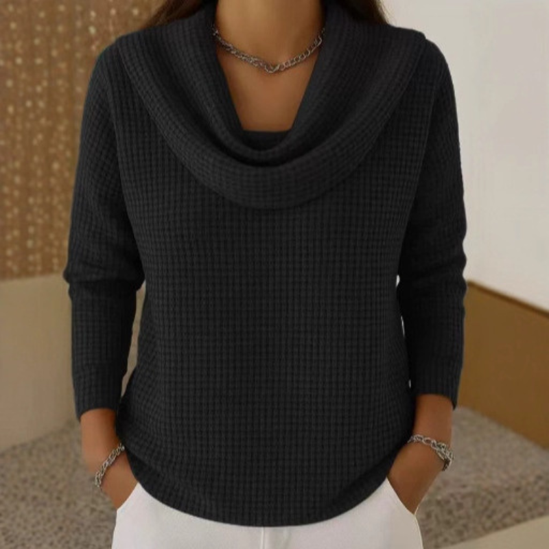Lucia | Women's Winter Sweater – Cowl Neck Waffle view 5