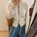 Nessa | Women's Winter Cardigan – Button-Front, Cream