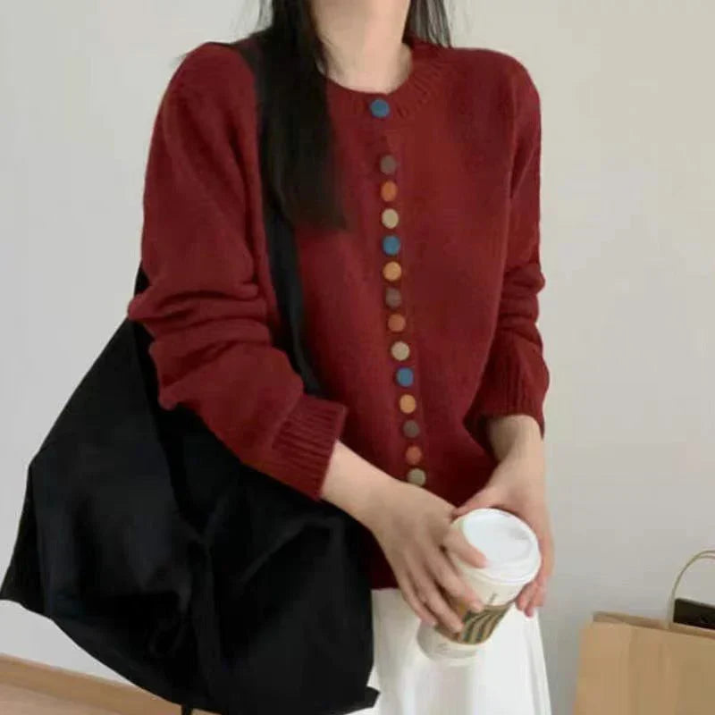 Nessa | Women's Winter Cardigan – Button-Front, Cream view 2