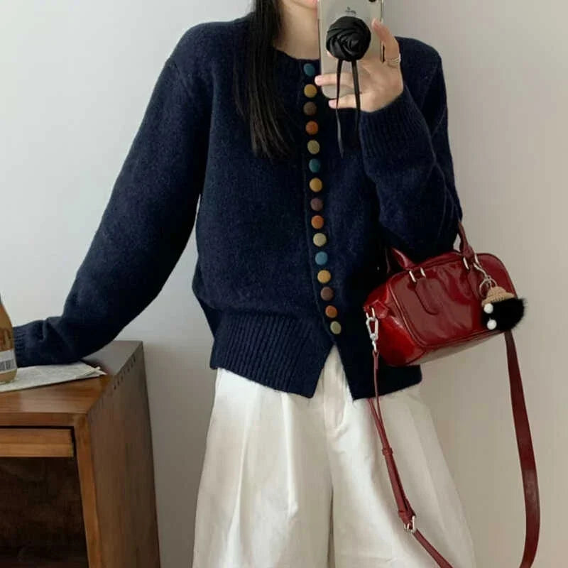 Nessa | Women's Winter Cardigan – Button-Front, Cream view 3