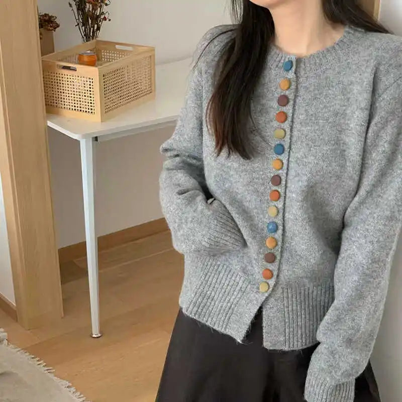 Nessa | Women's Winter Cardigan – Button-Front, Cream view 4