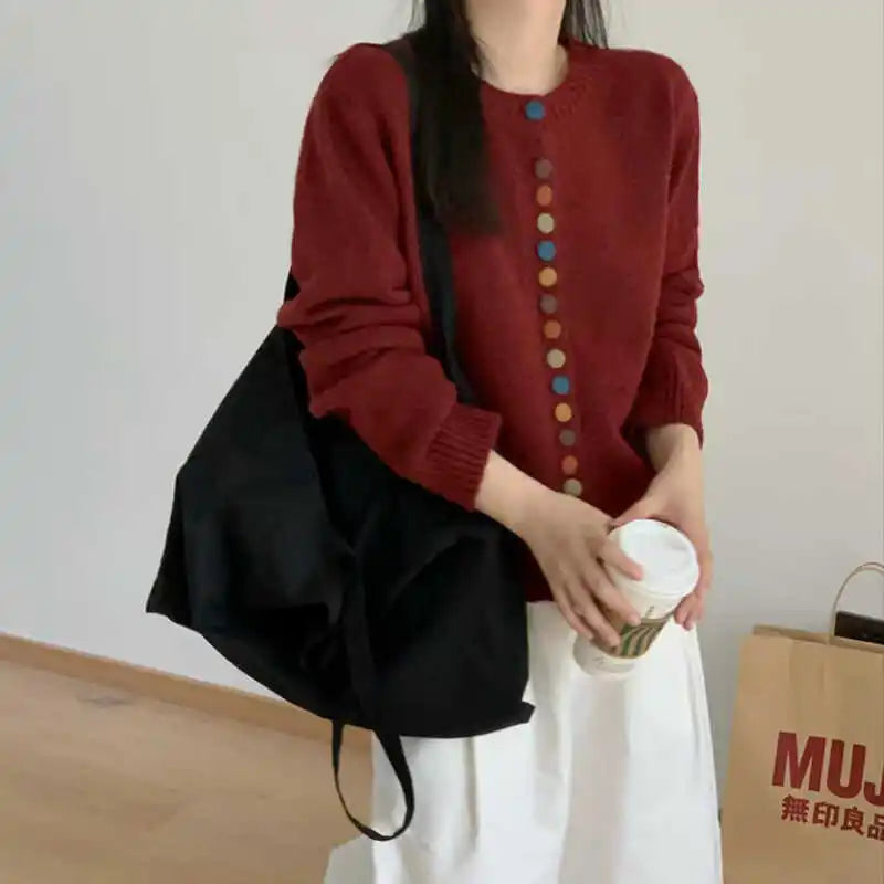 Nessa | Women's Winter Cardigan – Button-Front, Cream view 7