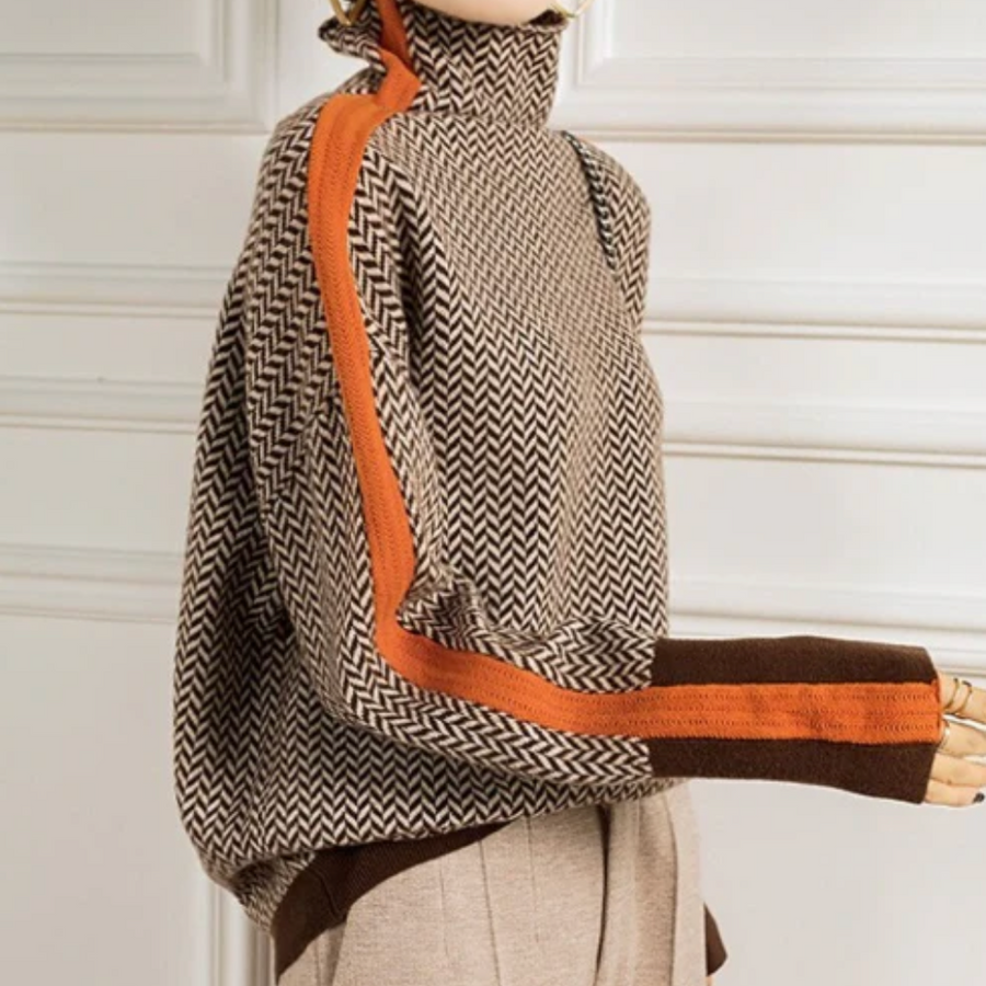 Clover | Women's Winter Sweater – Herringbone Turtleneck view 1