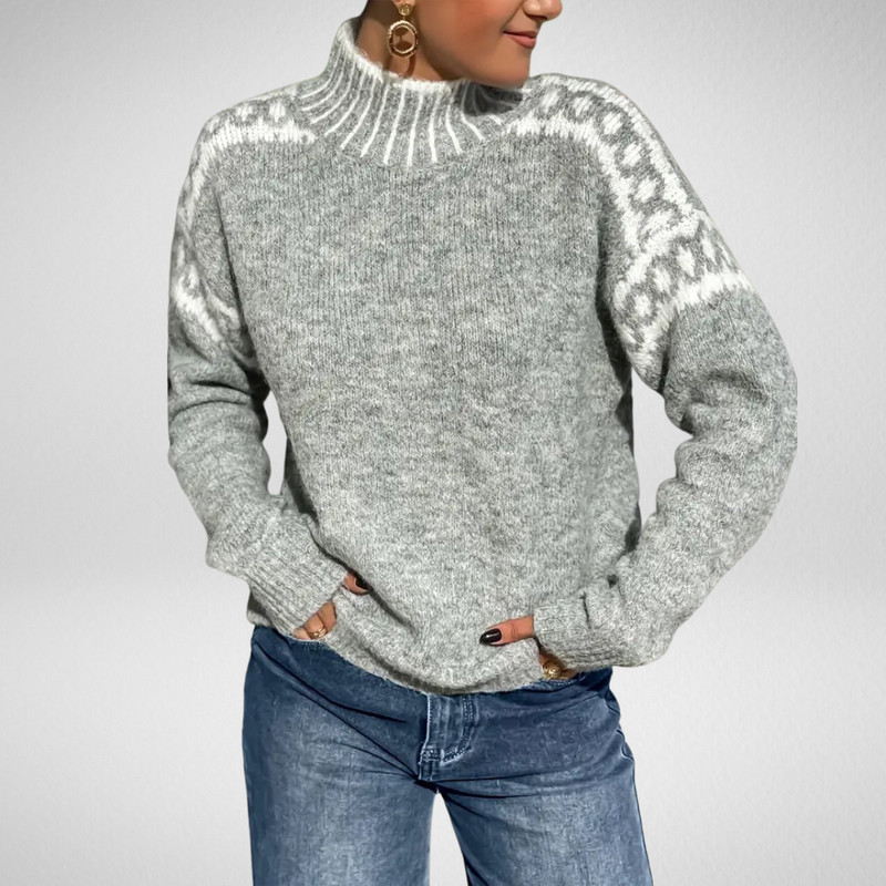 Carys | Women's Winter Sweater – Mock Neck, Gray