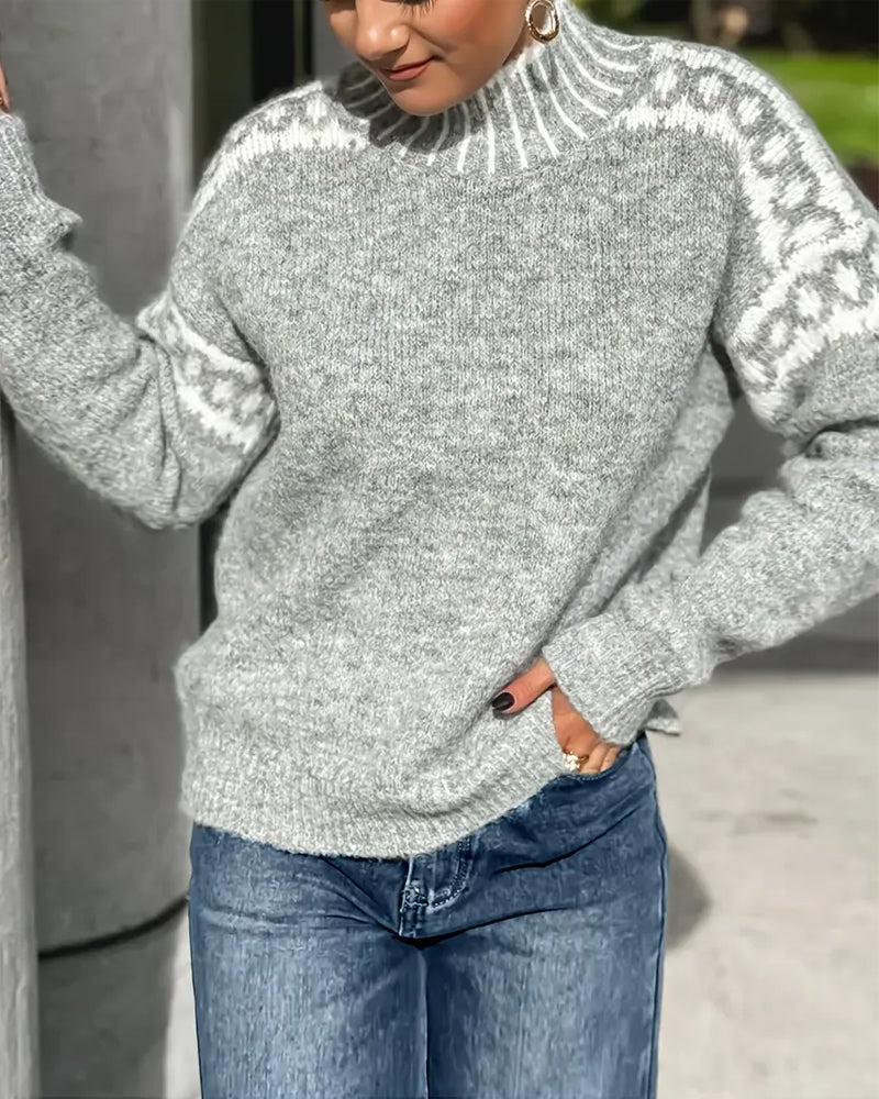 Carys | Women's Winter Sweater – Mock Neck, Gray view 4
