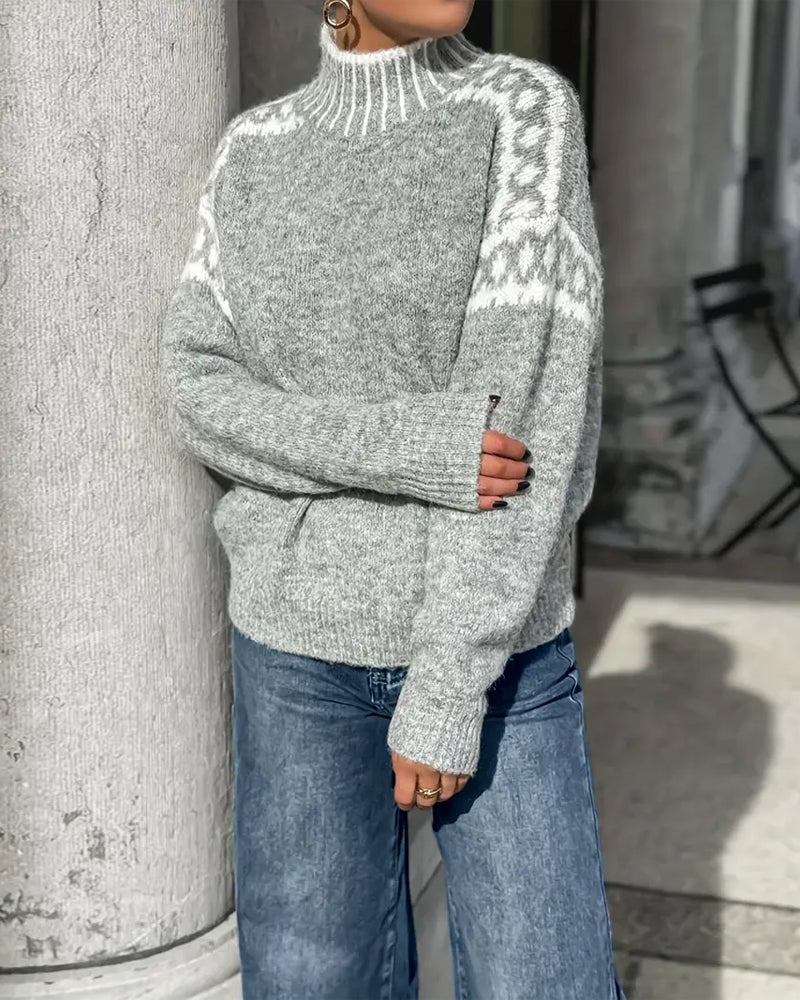 Carys | Women's Winter Sweater – Mock Neck, Gray view 6