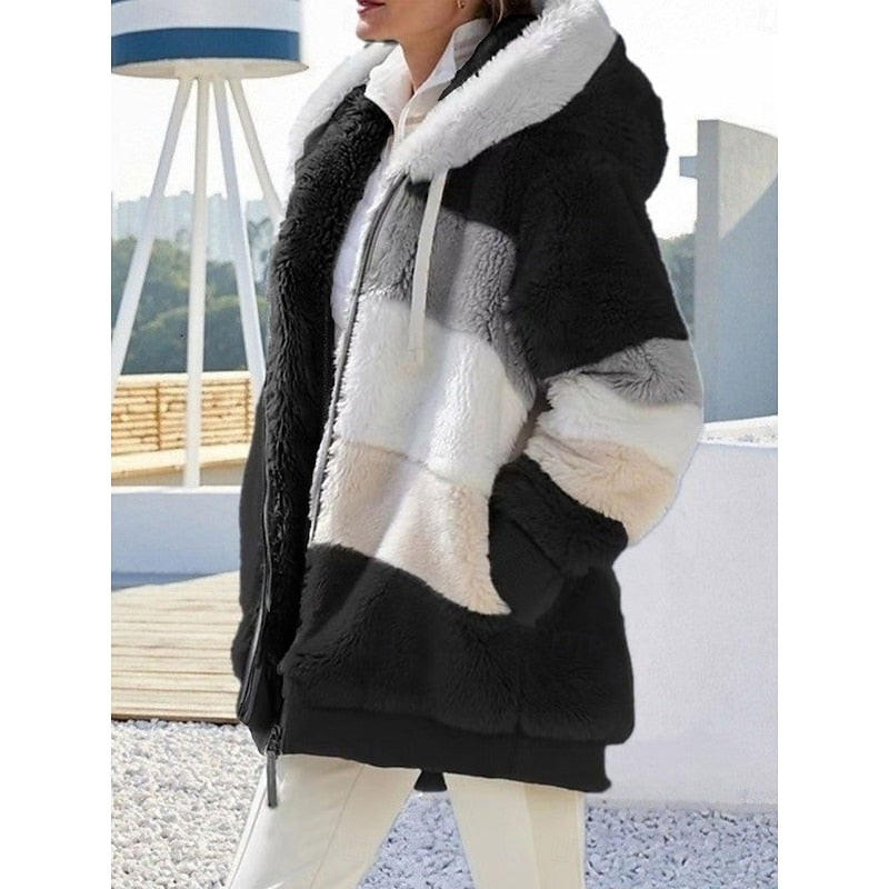 Corinne | Women's Hooded Zip Up Jacket – Cozy Plush Winter Coat view 8