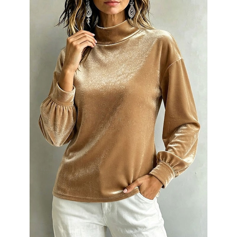 Clarice | Women's Mock Neck Blouse – Elegant Long Sleeve Work Top view 2