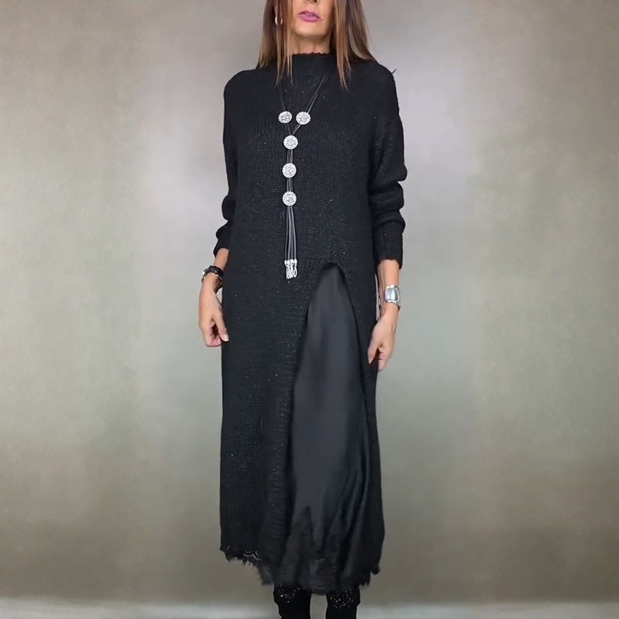 Winifred | Knit Sweater Dress Long Sleeve Midi view 1