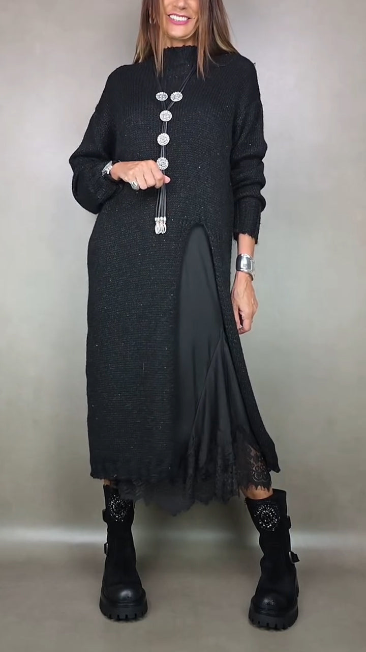 Winifred | Knit Sweater Dress Long Sleeve Midi view 3