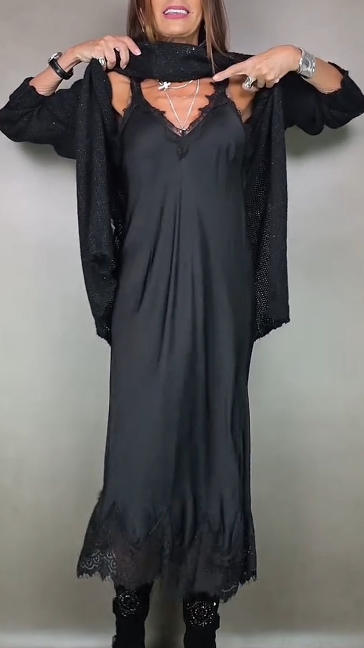 Winifred | Knit Sweater Dress Long Sleeve Midi view 4