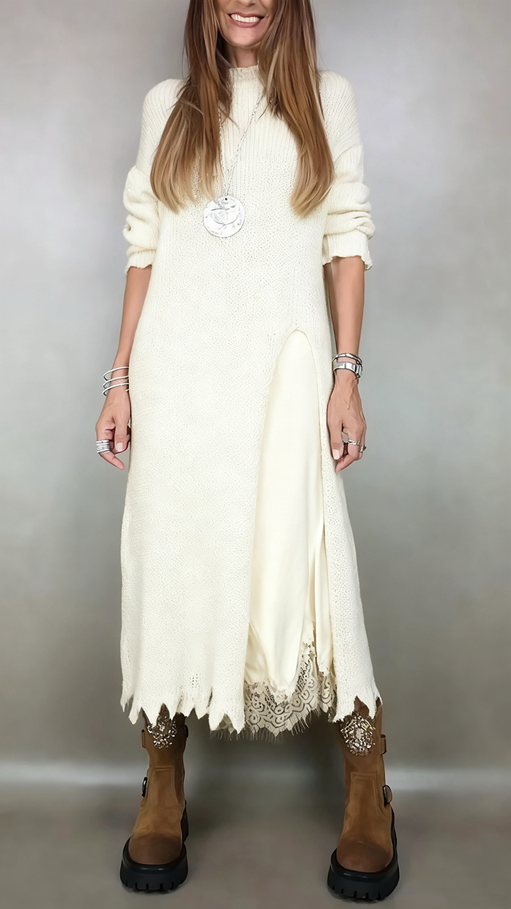 Winifred | Knit Sweater Dress Long Sleeve Midi view 6