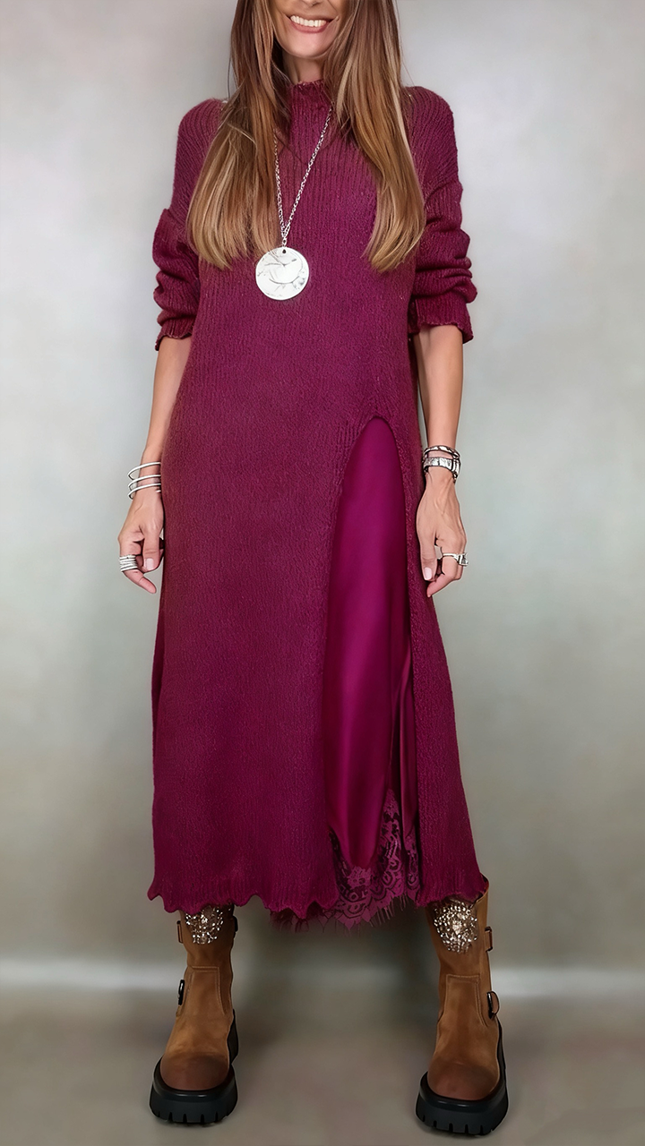 Winifred | Knit Sweater Dress Long Sleeve Midi view 7