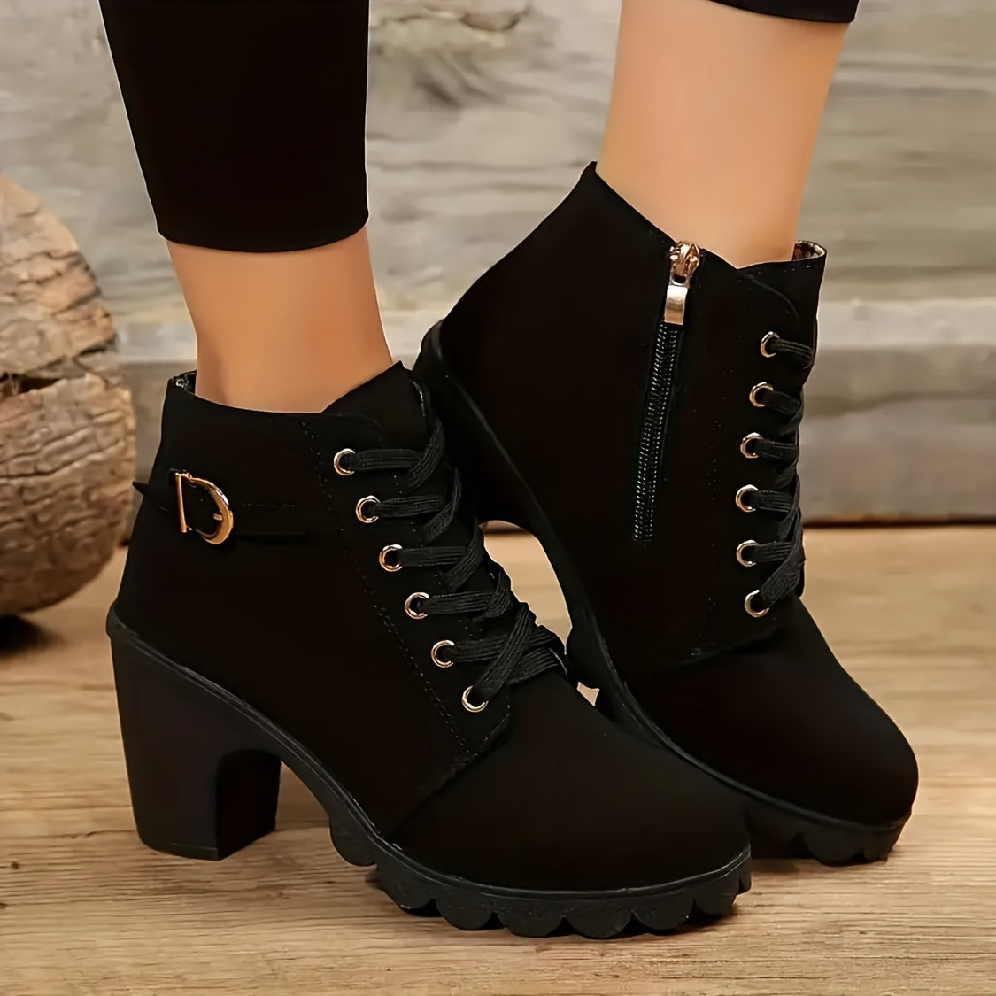 Undine | Lace-Up Ankle Boot with Block Heel