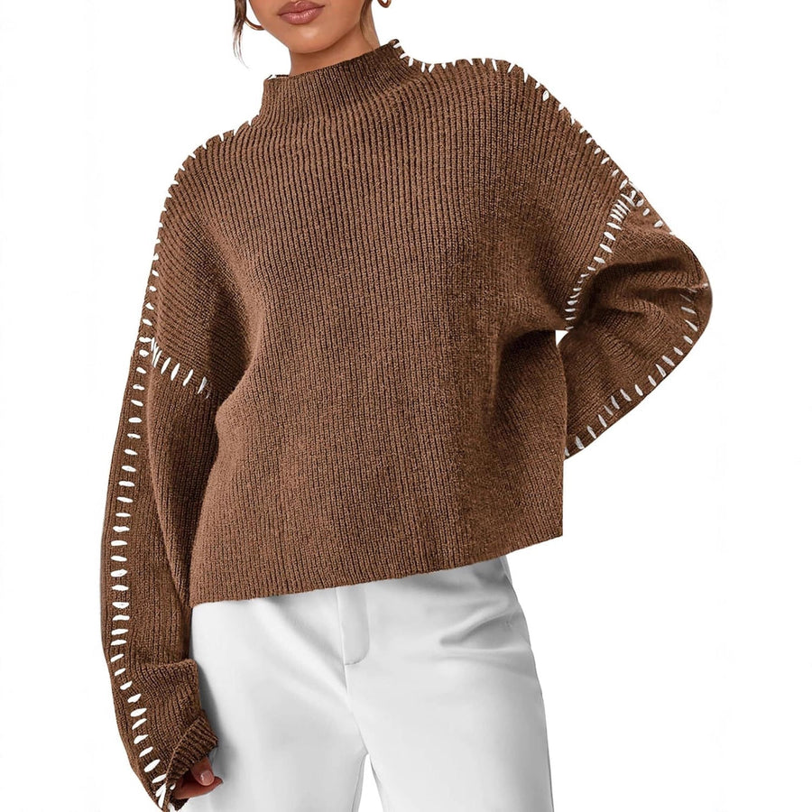 Eileen | Women's Winter Sweater – Oversized Mock Neck, Black view 10