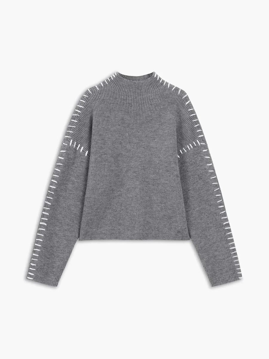 Eileen | Women's Winter Sweater – Oversized Mock Neck, Black view 15