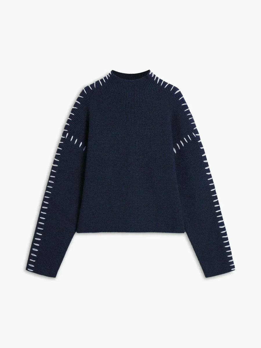 Eileen | Women's Winter Sweater – Oversized Mock Neck, Black view 16