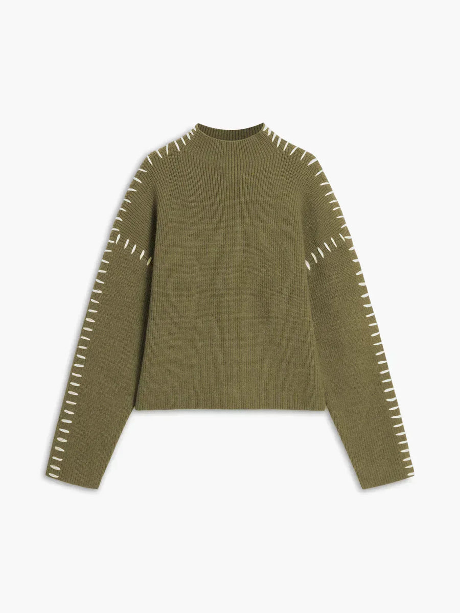 Eileen | Women's Winter Sweater – Oversized Mock Neck, Black view 17