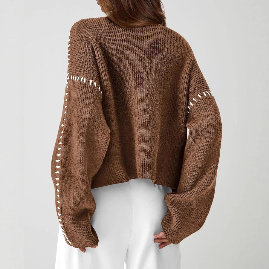 Eileen | Women's Winter Sweater – Oversized Mock Neck, Black view 9