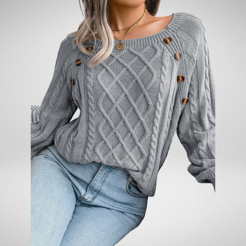 Juno | Women's Winter Sweater – Cable Knit Button Detail