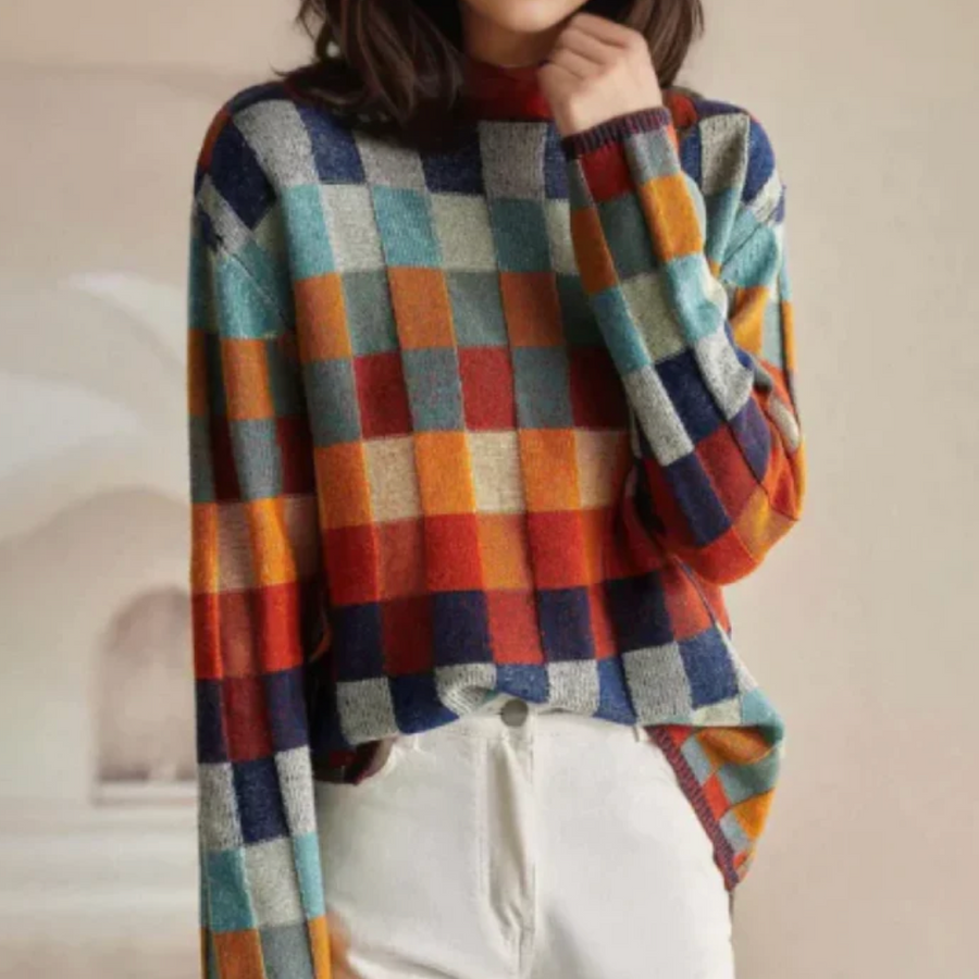 Cecelia | Women's Winter Sweater – Colorblock Turtleneck view 1