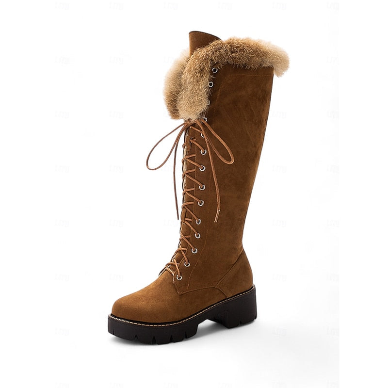 Aurelia | Women's Winter Boots – Lace Up Knee High Plush Cuff Snow Boots view 6