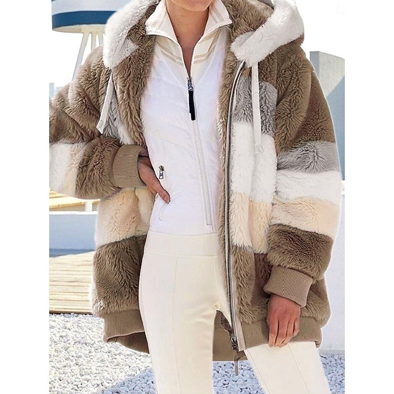 Corinne | Women's Hooded Zip Up Jacket – Cozy Plush Winter Coat view 4