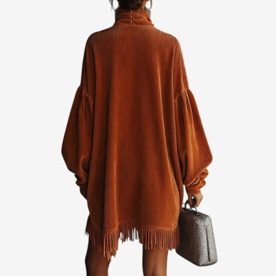 Persimmon | Knit Sweater Dress with Fringe view 4
