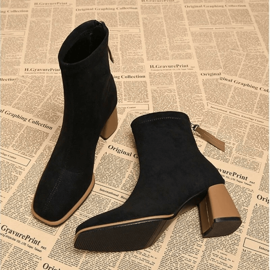 Jacinthe | Rear Zipper Detail Block Heel Women's Boots view 7