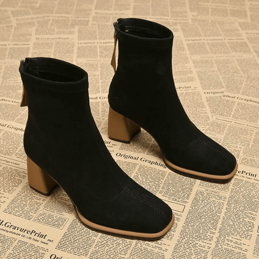 Jacinthe | Rear Zipper Detail Block Heel Women's Boots view 9