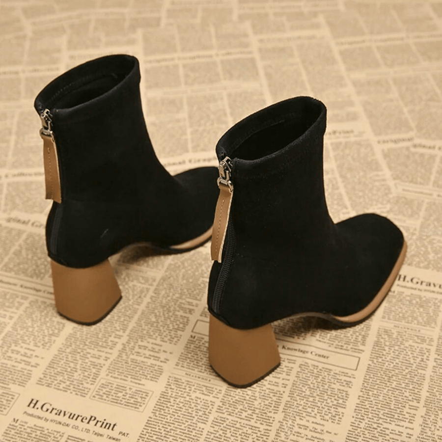 Jacinthe | Rear Zipper Detail Block Heel Women's Boots view 10