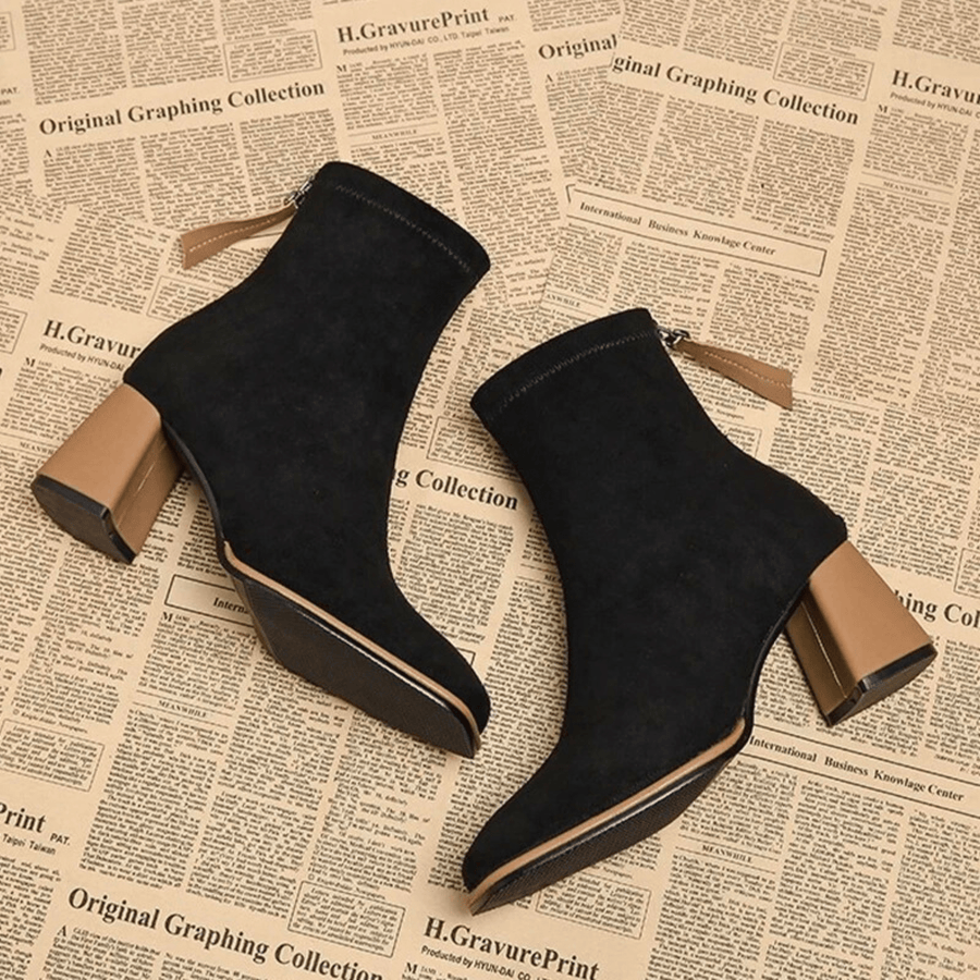 Jacinthe | Rear Zipper Detail Block Heel Women's Boots view 2