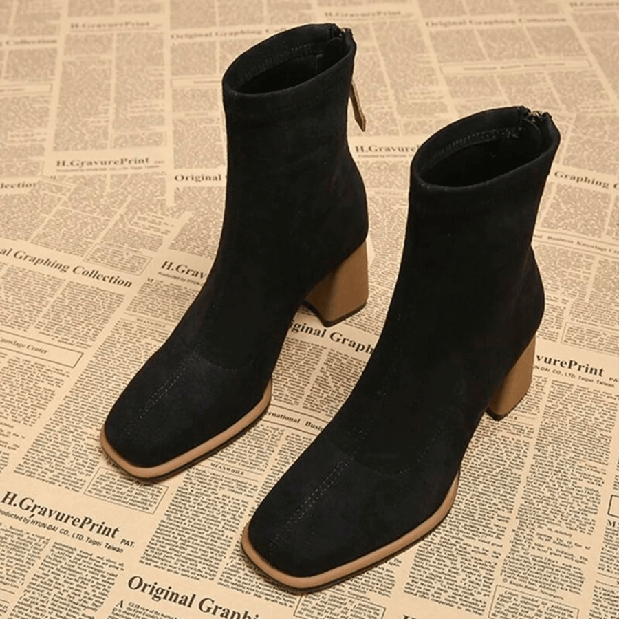 Jacinthe | Rear Zipper Detail Block Heel Women's Boots view 8