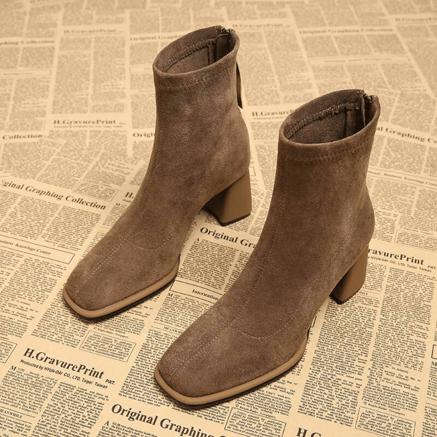 Jacinthe | Rear Zipper Detail Block Heel Women's Boots view 4