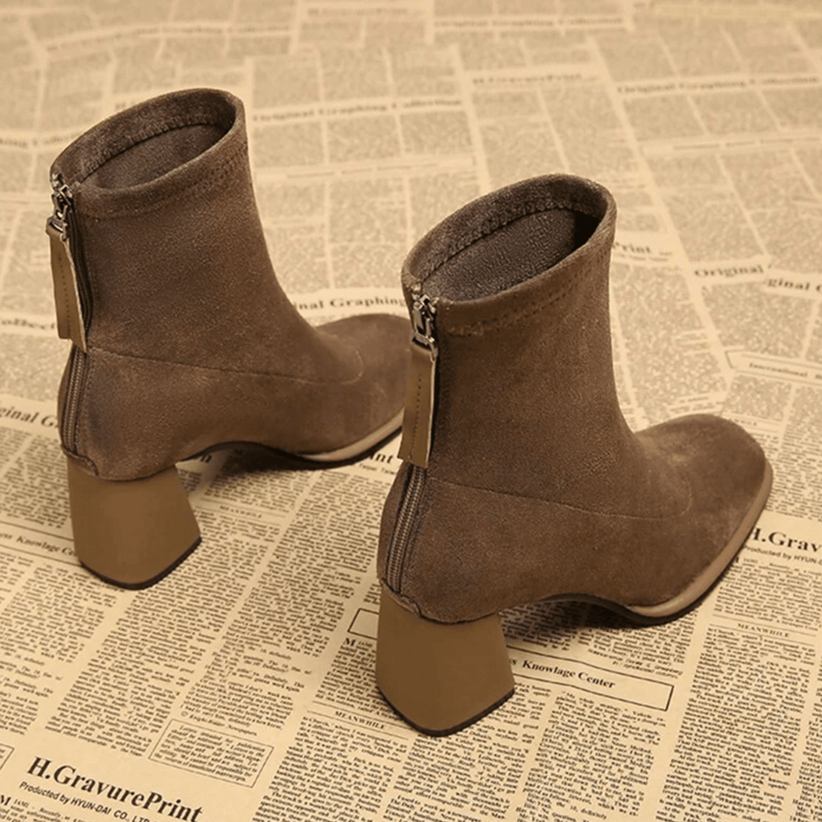 Jacinthe | Rear Zipper Detail Block Heel Women's Boots view 6