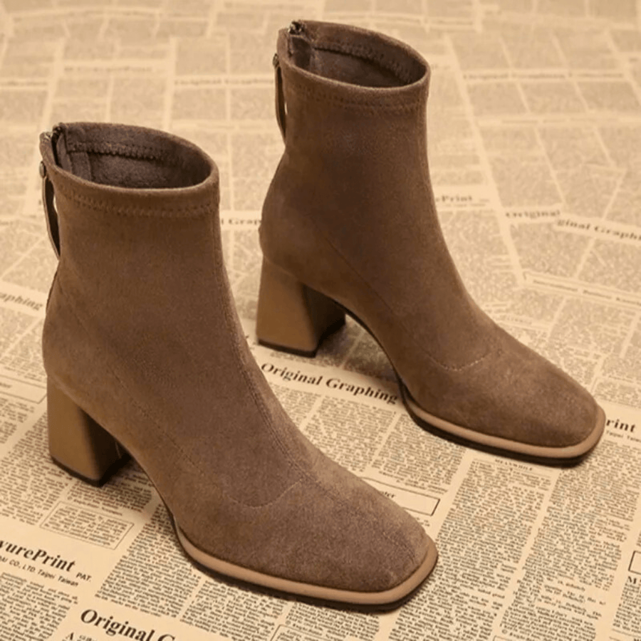 Jacinthe | Rear Zipper Detail Block Heel Women's Boots view 5
