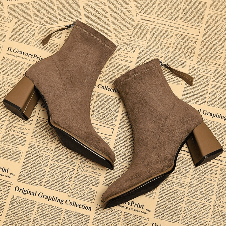 Jacinthe | Rear Zipper Detail Block Heel Women's Boots view 1