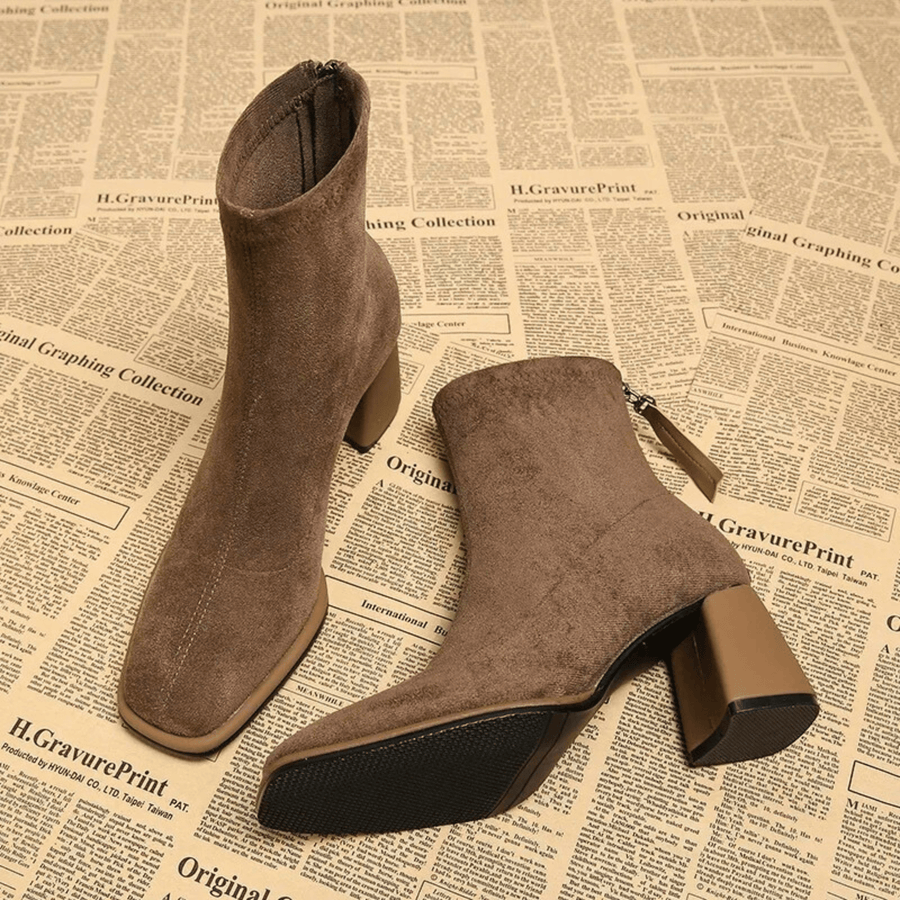 Jacinthe | Rear Zipper Detail Block Heel Women's Boots view 3