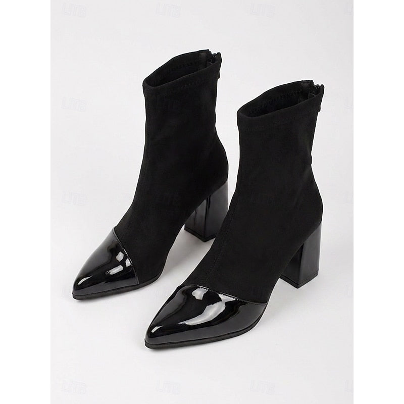 Beatrix | Women's Block Heel Ankle Boots – Cap Toe Chunky Heel Booties view 6