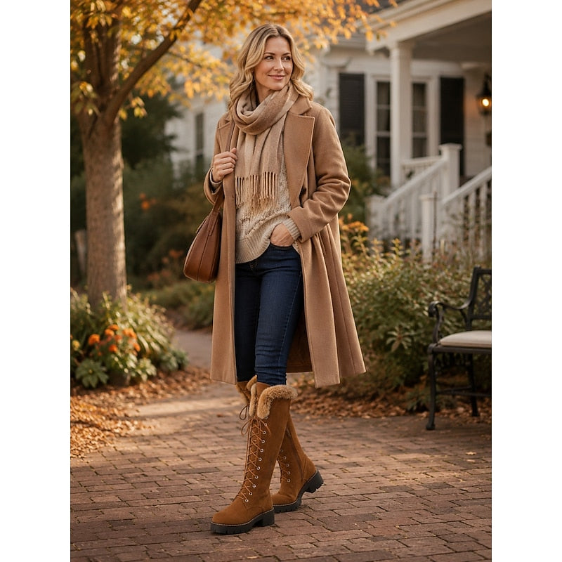 Aurelia | Women's Winter Boots – Lace Up Knee High Plush Cuff Snow Boots view 7