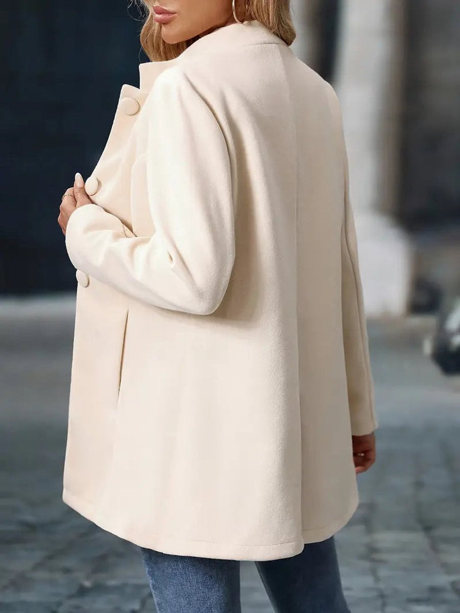 Iris | Women's Winter Coat – Stand Collar Button-Front Longline view 16