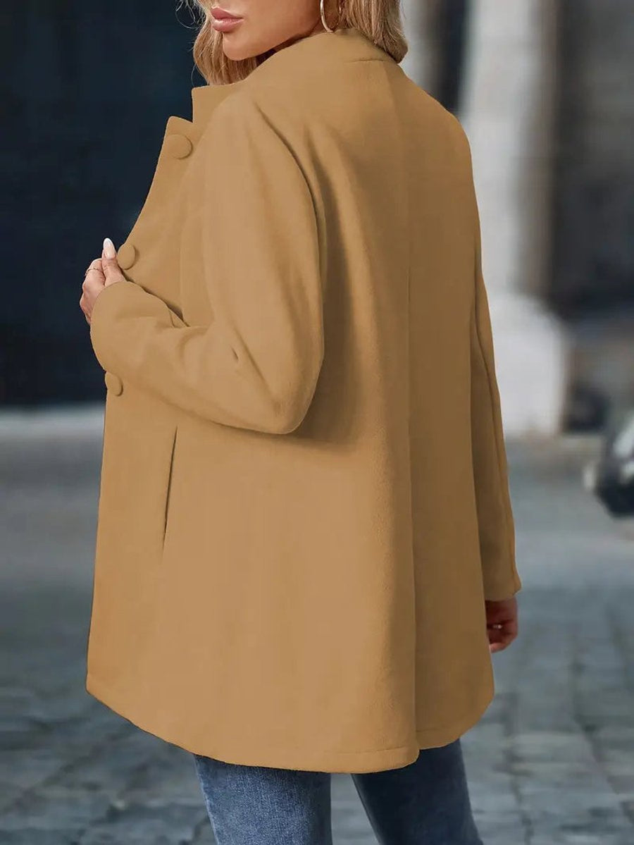 Iris | Women's Winter Coat – Stand Collar Button-Front Longline view 4